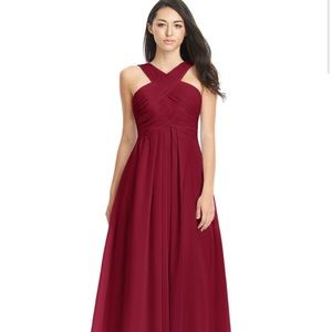 Azazie Kaleigh gown in burgundy
